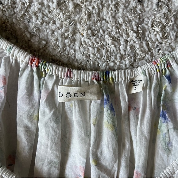 ✨NEW✨ DOEN Quinley Floral Organic Cotton Midi Dress in Painted Bouquet White L - Picture 7 of 14